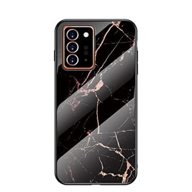 Imagem de OIOMAGPIE Capa de telefone de vidro temperado com padrão de textura de mármore criativa para Samsung Galaxy Note 20 10 9 8 Ultra Pro Plus capa traseira, capa fina antiqueda legal (preto, nota 20)
