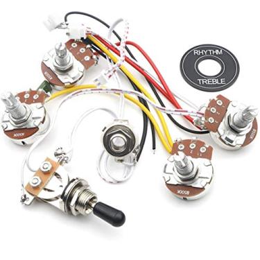 Imagem de Swhmc Guitarra LP 2V 2T 3 Way Alternar Switch Fiação Kit Big 500K Pots Jack Les Pual Style Black Tip Cap Reposição Guitarra Elétrica