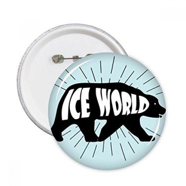 Imagem de Broche redondo natural com contorno de urso de animal preto, 5 peças