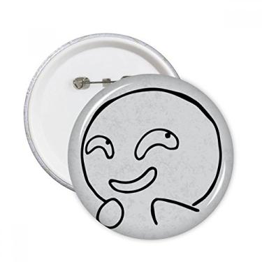 Imagem de Emblema de botão redondo Happy Laugh Black Expression 5 peças