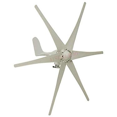 Imagem de Gerador de turbina eólica horizontal 6000W, com controlador MPPT 12V 24V 48V Gerador de turbina eólica para acampamento em casa (branco, sem ruído),12v