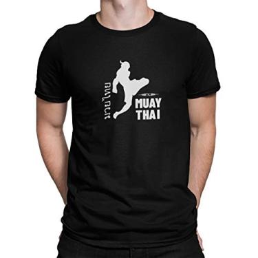 Imagem de Camiseta Camisa Muay Thai Luta Versão Nova Masculina Preto Tamanho:G