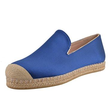 Imagem de Sapato mocassim feminino de couro Stuart Weitzman, Azul, 6