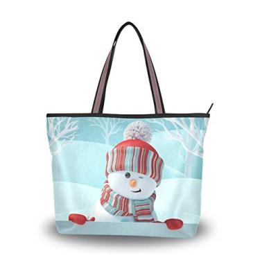 Imagem de Bolsa de ombro com alça superior fofa boneco de neve piscando bolsa de ombro para mulheres, Multicolorido., Large