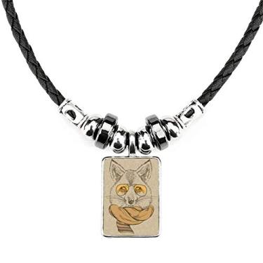 Imagem de DIYthinker Colar de animal estilo britânico com lobo suave e cachecol animal, joia de torque, pingente de corda de couro