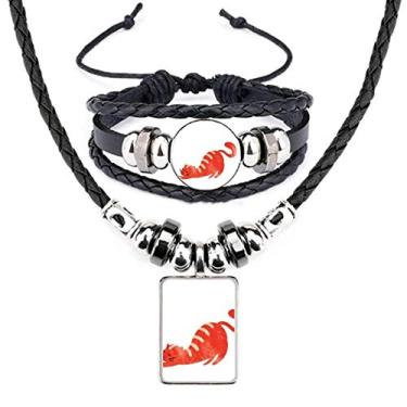 Imagem de Conjunto de joias de couro com pingente de gato gordo e aquarela