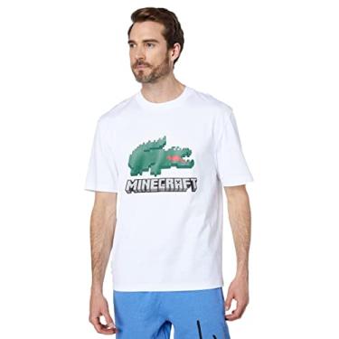 Imagem de Lacoste Camiseta masculina de manga curta Minecraft Croc gola redonda, Branco, XG