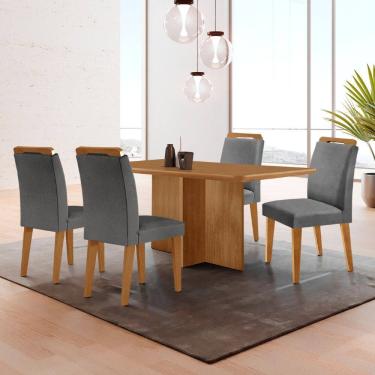 Imagem de Mesa Olimpia 120 MDF canto copo e com 4 Cadeiras Athenas