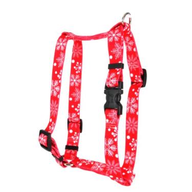 Imagem de Yellow Dog Design Arreio para cães em estilo romano com flocos de neve vermelhos, GG - 2,5 cm de largura e serve para peito de 71 a 91 cm
