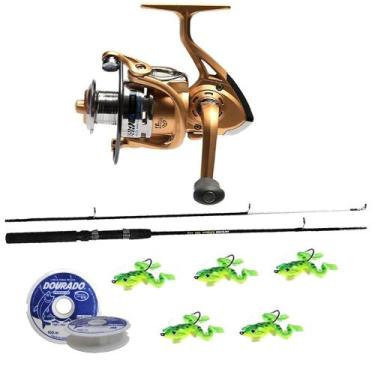 Imagem de Kit Pesca Molinete Cmik FB4000 6 RoL. Vara 1,80m 40lbs Linha E Isca Sa