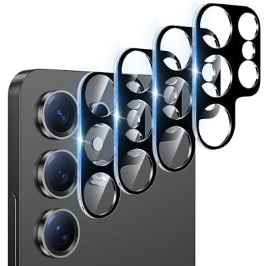 Imagem de Pacote com 4 protetores de tela de lente de câmera para Samsung Galaxy S25 Ultra, vidro temperado 9H, decoração de capa de lente de câmera compatível com Galaxy S25 Ultra, compatível com capas, alta