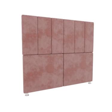 Imagem de Cabeceira Cama Casal Box Estofada Com Pés,Para quartos, hospedagens e decoração.120cm×140cm. cabeceira de cama box casal；cabeceira de cama box casal(Rosa,CASAL 1,40)