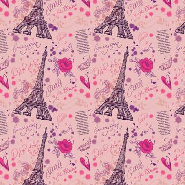 Imagem de Papel De Parede Adesivo Torre Eiffel Rosa Quarto Infantil