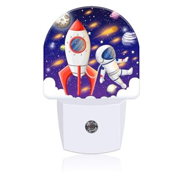 Imagem de Uiaoiais Luz Noturna Para Crianças, Meninas E Meninos, Espaço, Nave Espacial Astronauta, Led, Plug-In Na Parede Com Sensor De Anoitecer Ao Amanhecer, Decoração Quarto, Corredor, Cozinha, Banheiro, B