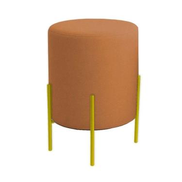 Imagem de Puff Orgânico Boucle Thor Com Pés De Ferro Dourado Terracota