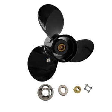 Imagem de SLSRPMT 48-77342A45 Hélice 13 3/4 X 15 para motor de popa Mercury 40 50 60 70 75 80 90 100 115 125 140 HP Motor de barco hélice de alumínio hélice 15 estrias RH com kit de cubo Flo-Torq II