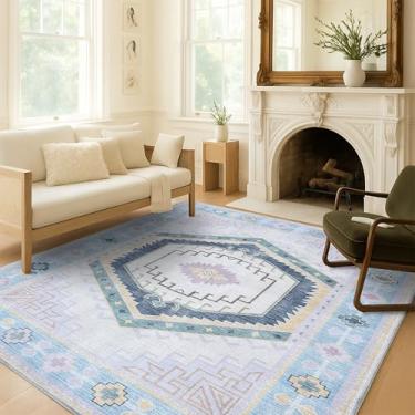 Imagem de Tapete Oushak, tapete turco vintage floral pastel grande para sala de estar, sala de jantar, quarto, cozinha, banheiro, berçário, corredor, tapetes (856PBl, 2,5 x 30,5 cm)