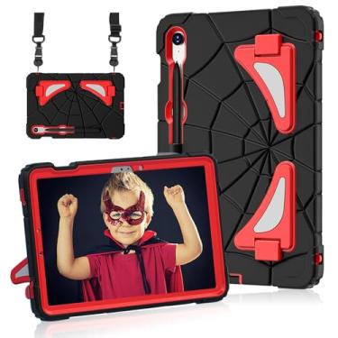 Imagem de DreamerX Capa para Samsung Galaxy Tab S10 Lite/S10 FE/S9 FE/S9/S8/S7 (10,9 polegadas/11 pol.), capa de silicone resistente à prova de choque com vários ângulos com alça de ombro, suporte para caneta S