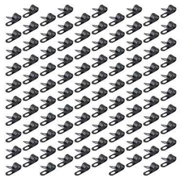 Imagem de Oedema 100 peças de clipes de cerca de arame de aço carbono clipes de montagem com 100 parafusos braçadeira de cabo para cerca de fio de 7 mm de diâmetro para cercas de madeira, metal ou vinil