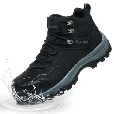 Imagem de Xyldra Botas de aço à prova d'água para homens, larga, antiderrapante, para trabalho, leves, antiderrapantes, sapatos de segurança, construção indestrutível, tênis de bico composto, Preto/preto, 45