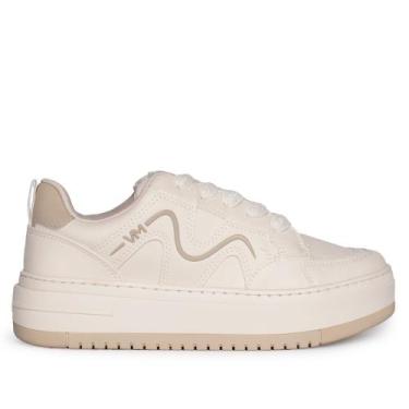 Imagem de Tênis Feminino Via Marte Flatform Napa/Nobuck Bege/Branco, Bege, Branc