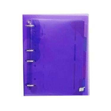 Imagem de Caderno Argolado Fichário Lilás Cristal Transparente YES B5 Material E