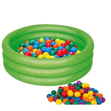 Imagem de Piscina Banheira Inflável Verde 130 Litros Infantil Criança Menino Com
