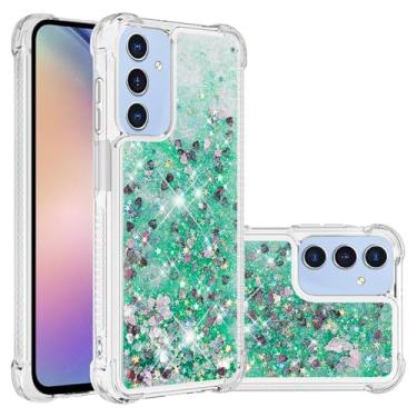 Imagem de Capa de telefone areia movediça com brilho líquido dinâmico para samsung galaxy a05 a05s 4g a15 5g capa de silicone, verde, para galaxy a15 5g