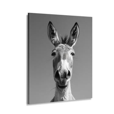 Imagem de CANLUNTE Arte de parede minimalista arte de parede de burro impressão em tela - pintura a óleo digital preto e branco impressão HD pintura moderna retrato de animal retrato retrato retrato (arte 2,8