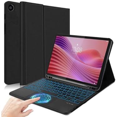 Imagem de Capa retroiluminada com teclado touchpad para Lenovo Tab 10,1 polegadas 2025 (TB311FU / TB311XU), teclado magnético retroiluminado, capa de hibernar/despertar automático, suporte ajustável e slot para