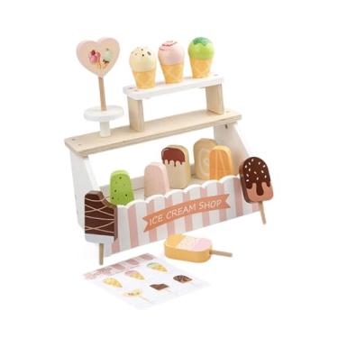 Imagem de Luwecf Conjunto de Sorvete de Madeira, Brinquedo de Comida Artificial para Crianças de 2 a 4 Anos, Presente Perfeito para As Festas de Fim de Ano.