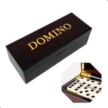 Imagem de Jogo de Dominó Luxo com 28 Peças, Caixa de Madeira, Pedras Super Resistentes