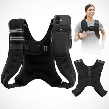 Imagem de Colete feminino com peso de corrida para caminhada e cardio – Coletes de peso de treinamento de força de 5,4 kg com alças refletivas, bolso e até mesmo distribuição de areia de ferro para fitness