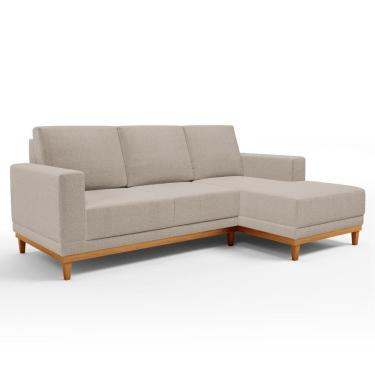 Imagem de Sofá Living 200cm 3 Lugares Com Chaise Direito Kayrós D05 Boucle Bege - Mpozenato