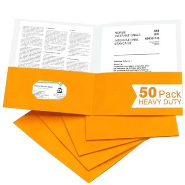 Imagem de Zzrywuty 50 pacotes de pastas de arquivo com dois bolsos com compartimento para cartão de visita, papel texturizado, tamanho carta, comporta mais de 100 folhas para escola, escritório, negócios,