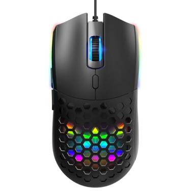 Imagem de Diyeeni Mouse para Jogos Com Fio, Mouse de Computador RGB de 6400 DPI Com Sensor óptico, 6 Botões Programáveis, Design Leve, Cabo de 1,5 M, para Winins 7/8/10/2000 para MacOS (S500 Branco)