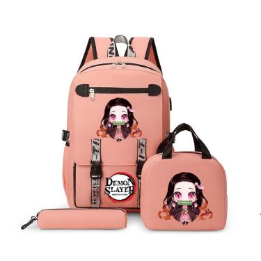 Imagem de Conjunto de mochilas Demons Slayers Kamados Nezukos Anime School 3 unidades