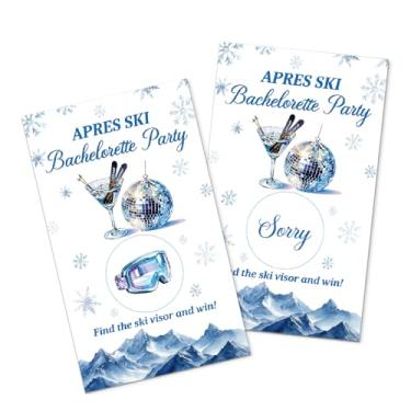 Imagem de SRWNFOS Jogo de raspar de esqui Apres com 50 peças, raspadinha temática de esqui para festa de aniversário, chá de bebê, jogos de loteria engraçados para amantes de esqui, suprimentos de despedida de