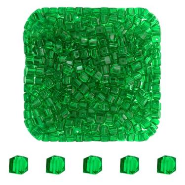 Imagem de Mandala Crafts Contas de cristal de cubo verde de 3 mm – 500 contas de vidro facetadas para fabricação de joias, suprimentos de contas, artesanato DIY, pulseiras, colares, brincos e contas