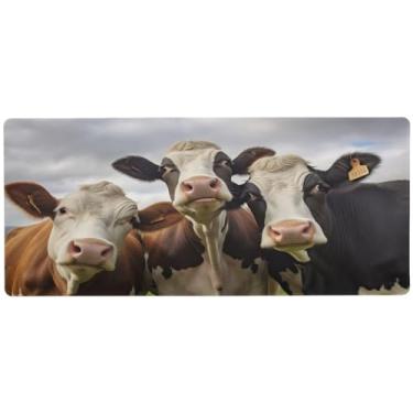 Imagem de Wassud Tapete de mouse Three Cows para jogos com base de borracha antiderrapante, mouse pad longo para teclado de computador com borda costurada, almofada grande à prova d'água para escritório, casa