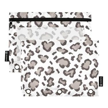 Imagem de CEBUGI 3 bolsas de lápis com zíper e janela transparente, 2 pacotes de estojo para exames de sala de aula (estampa de leopardo)