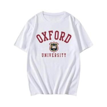 Imagem de Camiseta Unissex Estampada Da Universidade De Oxford, Verão, Manga Cur
