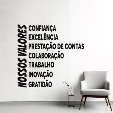 Imagem de Adesivo Parede Corporativo Nossos Valores Empresa Escritório 95x90cm Cor Preto