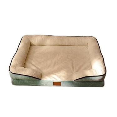 Imagem de Cama de cachorro canil criativo quatro estações, quente, removível e lavável, colchão médio e grande almofada de dormir para cama de gato dormindo (cor: cinza, tamanho: 85 * 60 * 17 cm) (azul + branco