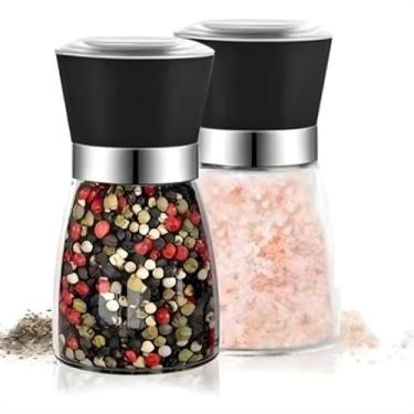 Imagem de Kit 2 Moedor Triturador Giratório de Sal Pimenta Premium em Vidro Aço Inox com Tampa Regulador de Espessura Ideal para Temperos Grãos e Condimentos Secos