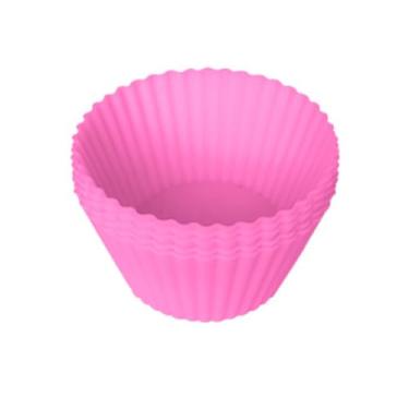 Imagem de Kit 10 Forminhas de Silicone para Cupcake Reutilizáveis Antiaderentes e Resistentes ao Calor (Rosa)