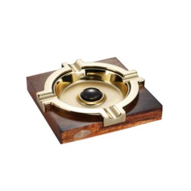 Imagem de WYNSJDBB Cinzeiro masculino cinzeiro de madeira para fumar cinzeiro personalidade criativa suporte de cinzeiro portátil para acessórios de escritório em casa (cor: dourado)