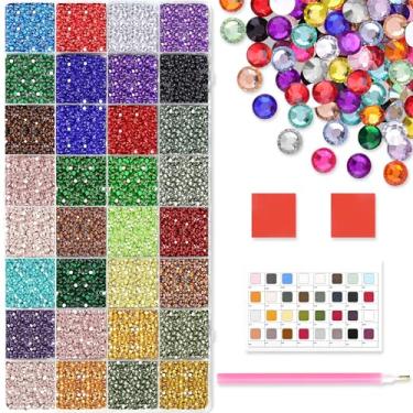 Imagem de 32 cores, 32.000 peças, contas acrílicas de pintura de diamante, strass redondo de fundo plano para artesanato DIY 5D, embalado com códigos de cores DMC