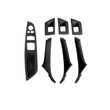 Imagem de 1 conjunto/7 peças lhd rhd lado do passageiro porta interior do carro puxar maçaneta capa guarnição Compatível com bmw série 5 f10 f18 523 525 528(LHD Black)