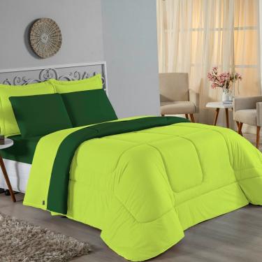 Imagem de Edredom Queen Nobre 1 Peça Dupla Face 2,20m X 2,40m Malha 100% Algodão - Pistache / Verde-bandeira